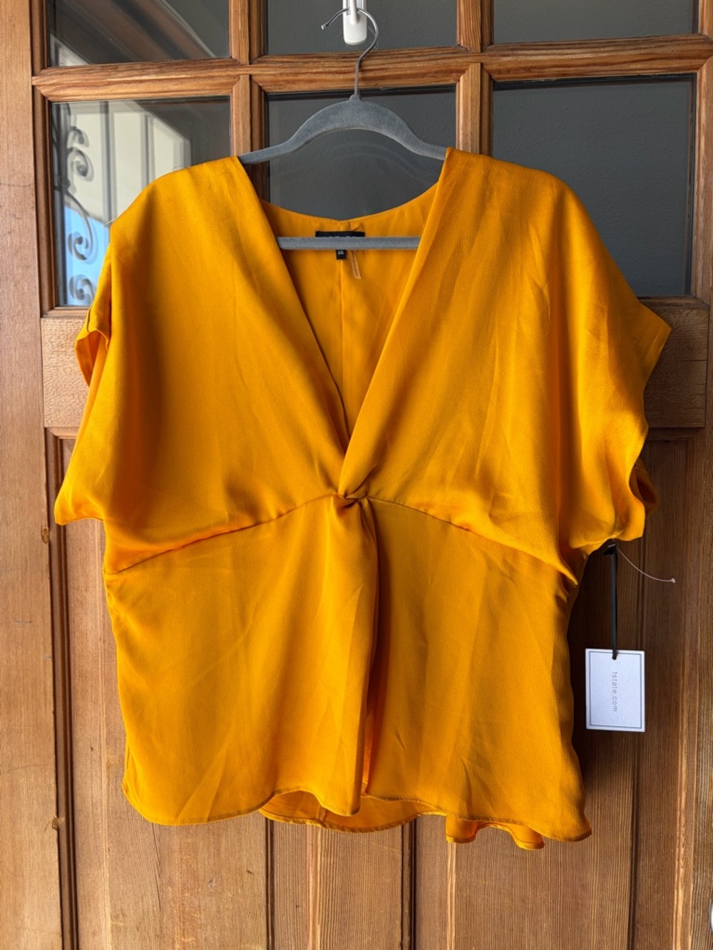 1. State Knot-Front V-Neck Blouse in Mustard